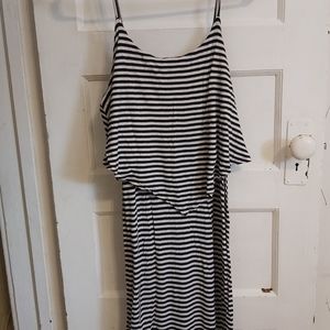 Black and white horizontal striped maxi